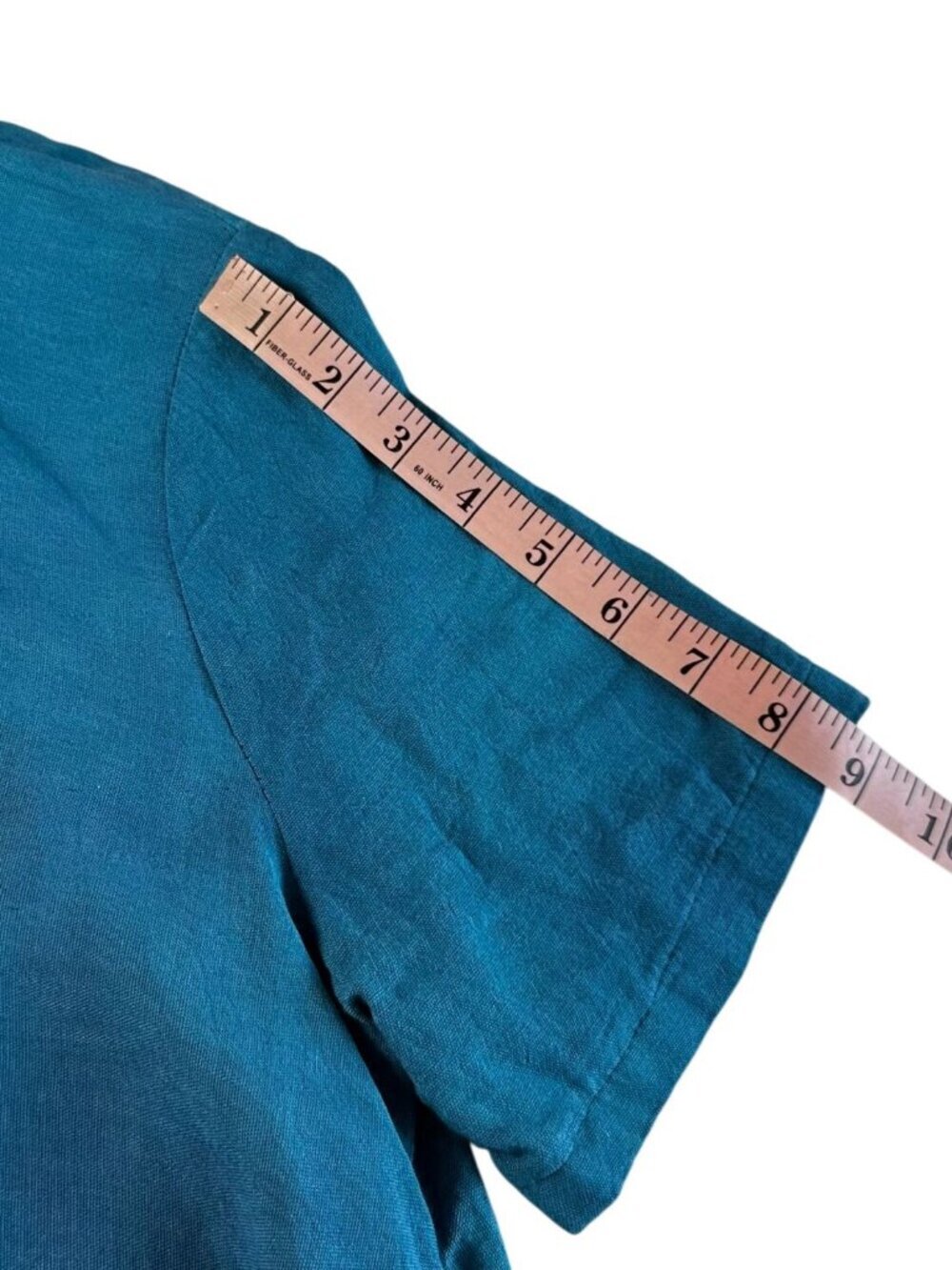 Swahili Coast Linen Dress Medium Blue Button Front Midi Ethical Artisan Pocket - Picture 7 of 10